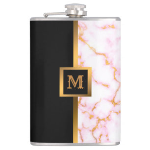 Elegante Elegante Moderne Black Gold Marmor Flachmann