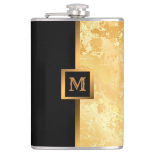 Elegante Elegante Moderne Black Gold Marmor Flachmann