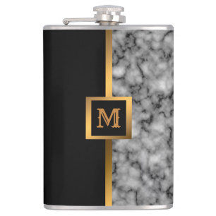 Elegante Elegante Moderne Black Gold Marmor Flachmann