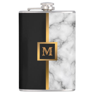 Elegante Elegante Moderne Black Gold Marmor Flachmann