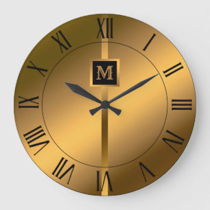 Elegante Elegante Moderne Black Gold Marmor Große Wanduhr