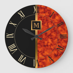 Elegante Elegante Moderne Black Gold Marmor Große Wanduhr