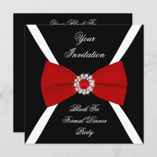 Elegante Elegante Schwarz-weiße Red Bow Krawatte Einladung