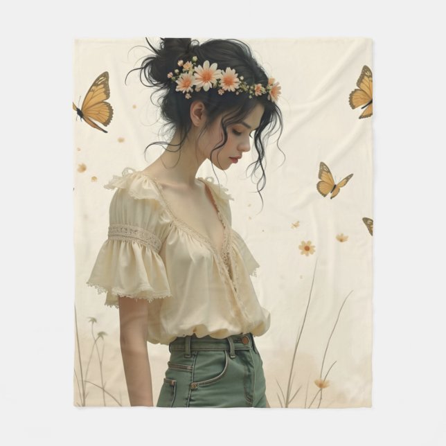 Elegante Eleganz im Schmetterlingstanz Fleecedecke (Vorderseite)