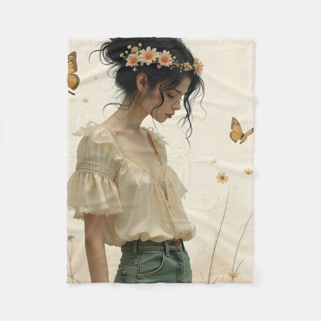 Elegante Eleganz im Schmetterlingstanz Fleecedecke (Vorderseite)