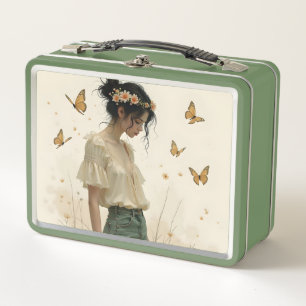 Elegante Eleganz im Schmetterlingstanz Metall Brotdose