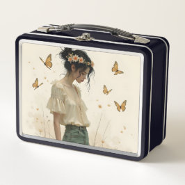 Elegante Eleganz im Schmetterlingstanz Metall Brotdose