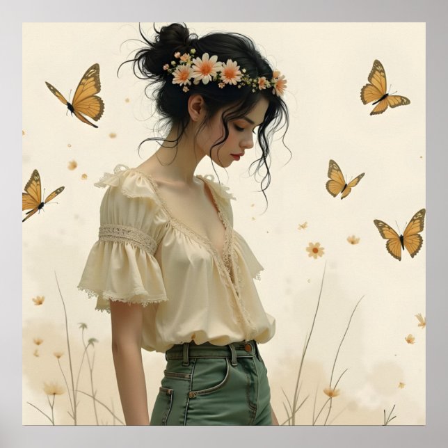 Elegante Eleganz im Schmetterlingstanz Poster (Vorne)