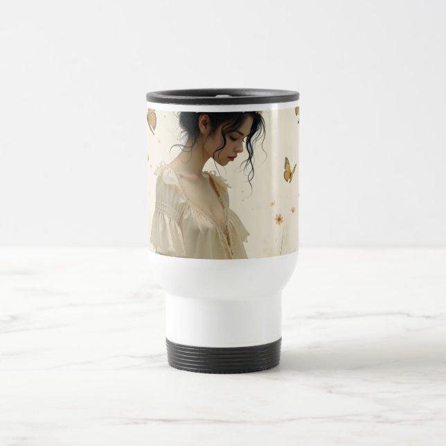 Elegante Eleganz im Schmetterlingstanz Reisebecher (Mittel)