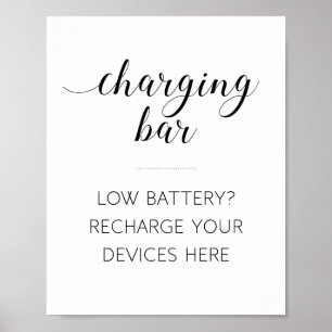 Elegante Elektronik-Ladestation Hochzeitsschild Poster