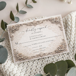 Elegante Elfenbein-Barock-Hochzeitsantwortkarte RSVP Karte