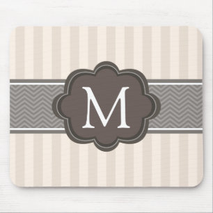 Elegante Elfenbein-Beige Stripes Mousepad