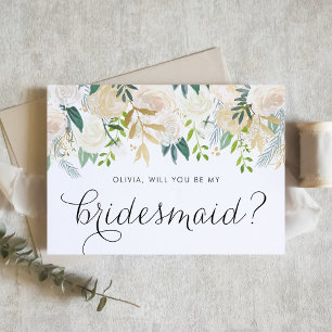 Elegante Elfenbein-Blume werden meine Bridesmaid s Einladung