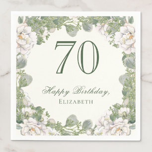 Elegante Elfenbein-Blumen-70.-Geburtstagsserviette Serviette