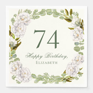 Elegante Elfenbein-Blumen-74.-Geburtstagsserviette Serviette