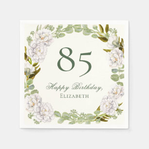 Elegante Elfenbein-Blumen-85.-Geburtstagsserviette Serviette