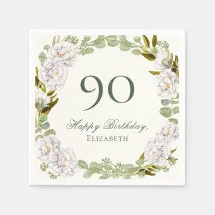 Elegante Elfenbein-Blumen-90.-Geburtstagsserviette Serviette