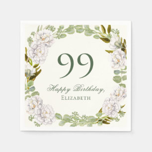 Elegante Elfenbein-Blumen-99.-Geburtstagsserviette Serviette