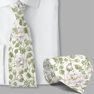 Elegante Elfenbein-Blumen-Aquarell-Krawatte Krawatte