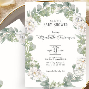 Elegante Elfenbein-Blumen-Baby-Shower-Einladung Einladung