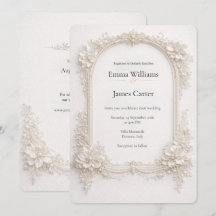 Elegante Elfenbein-Blumen-Hochzeitseinladung.