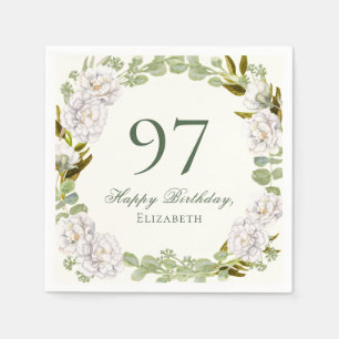 Elegante Elfenbein-Blumen-Tischdecken für den 97.  Serviette