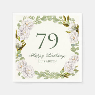 Elegante Elfenbein-Blumen-Tischservietten zum 79. Serviette