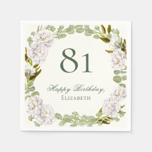 Elegante Elfenbein-Blumen-Tischservietten zum 81. Serviette
