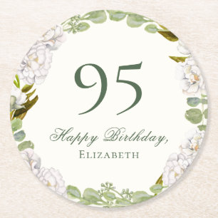 Elegante Elfenbein-Blumen-Unterlage zum 95. Geburt Runder Pappuntersetzer