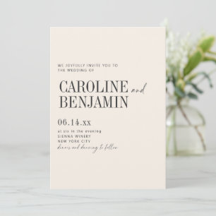 Elegante Elfenbein-Creme-Hochzeit Moderne formelle Einladung
