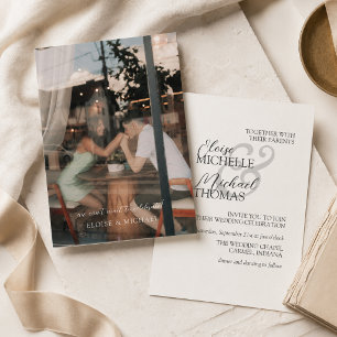Elegante Elfenbein-Foto-Hochzeit Einladung