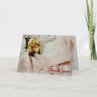 Elegante Elfenbein & Gelbe Rose Wedding Dankeschön Dankeskarte