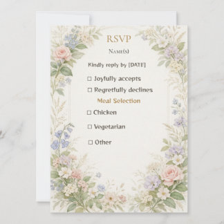 Elegante Elfenbein-Gold-Botanik-Hochzeits-RSVP-Kar