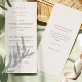 Elegante Elfenbein-Kupfer-Schrift Doppel Hochzeit  Menükarte