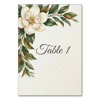 Elegante Elfenbein-Magnolie-Hochzeit Tischnummer