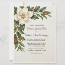 Elegante Elfenbein-Magnolie-Hochzeitseinladung