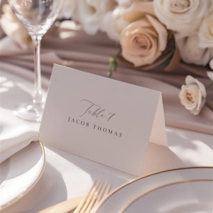 Elegante Elfenbein-Minimalismus-Hochzeitsplatzkart Tischnummer