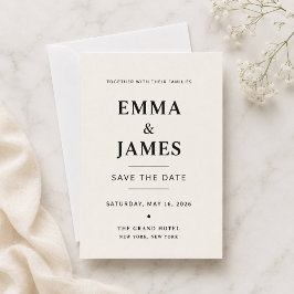 Elegante Elfenbein-Minimalist-Save-the-Date-Karte Einladung