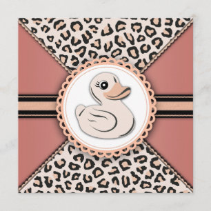 Elegante Elfenbein-Pfirsich-Gummiente-Baby-Shower Einladung