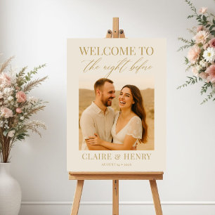 Elegante Elfenbein-Probeessen-Foto-Hochzeit Poster