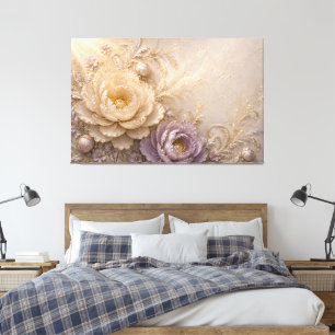 Elegante Elfenbein-Rosen-Relief-Kunst Leinwanddruck