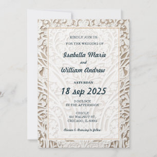 Elegante Elfenbein-Spitzen-Hochzeitseinladung Einladung