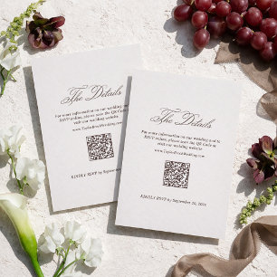 Elegante Elfenbein- und Braune Hochzeitsdetails Begleitkarte