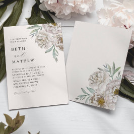 Elegante Elfenbein- und Cremeweiße Blumenhochzeit Einladung