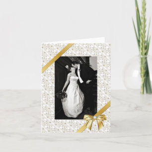 Elegante Elfenbein- und Goldene Hochzeitsfoto-Dank Dankeskarte