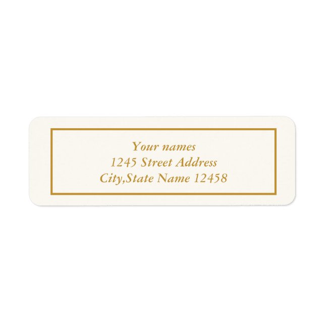 Elegante Elfenbein- und Goldfresser-Rücksendeadres (Vorne)