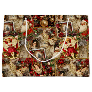 Elegante Elfenbein- und Rote viktorianische Weihna Große Geschenktüte