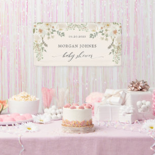 elegante elfenbeinfarbene Blumen-Hochzeitsshower-G Banner