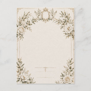 Elegante elfenbeinfarbene Hochzeits-Einladung mit Postkarte