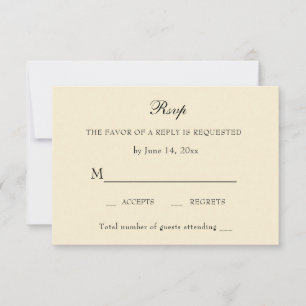 Elegante elfenbeinfarbene minimalistischer Hochzei RSVP Karte